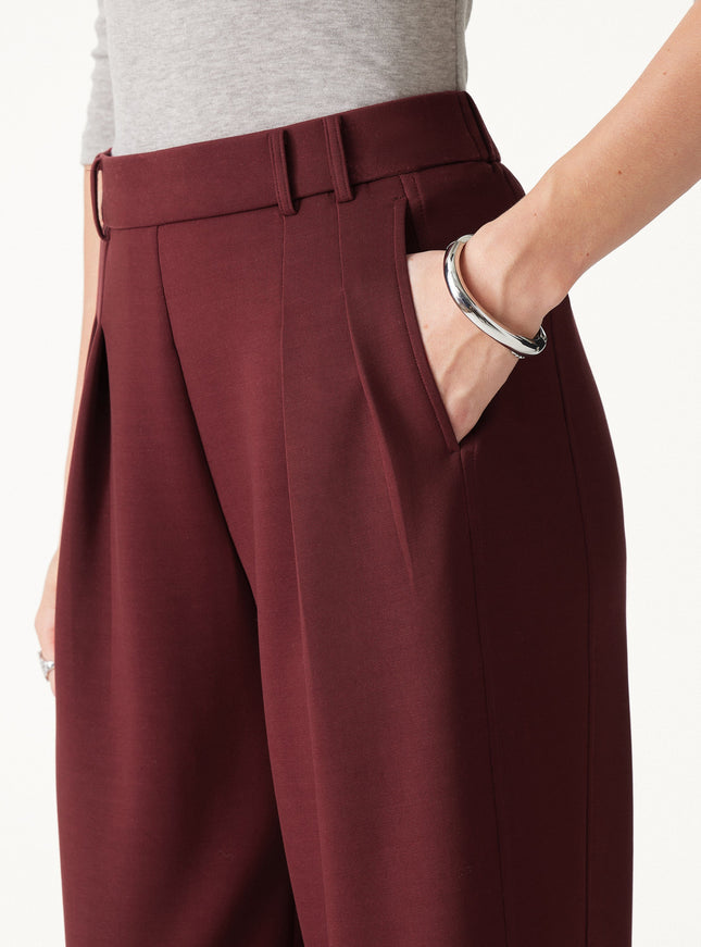 2Pcs Set Mock Neck Batwing Sleeve Top & High-Rise Wide-Leg Pants with Pockets