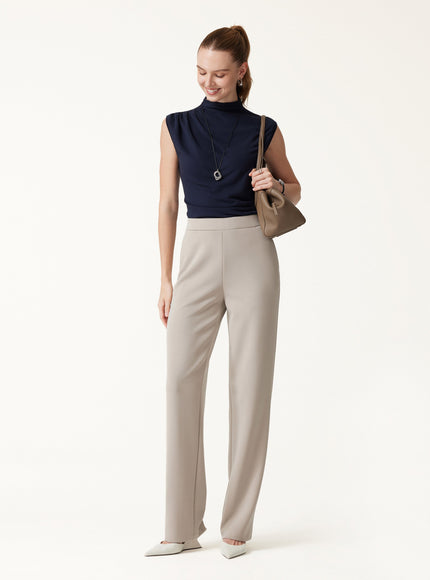 MaxWarm Modal Stretch Fleece High-Rise Straight-Leg Pants with Pockets