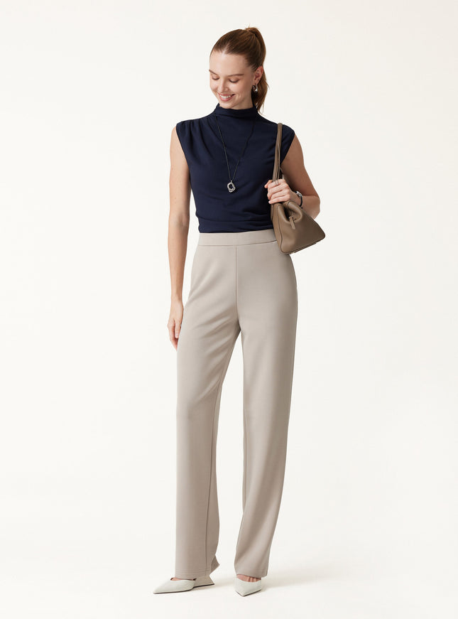 MaxWarm Modal Stretch Fleece High-Rise Straight-Leg Pants with Pockets