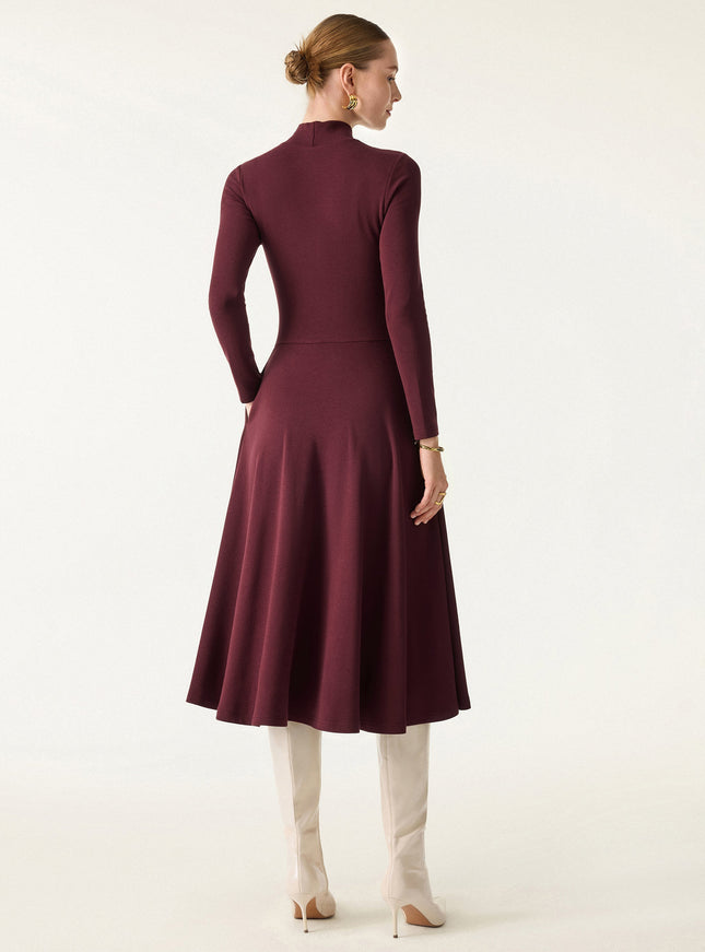 Mockneck Midi Built-In Bra Dress with Pockets