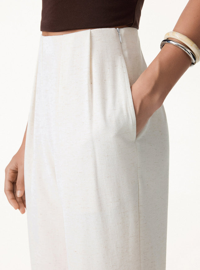 Airy Stretch Linen-Like Wide Flare Pant with Pockets