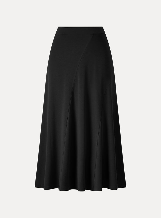 High-Rise Curved-Seam A-Line Midi Skirt