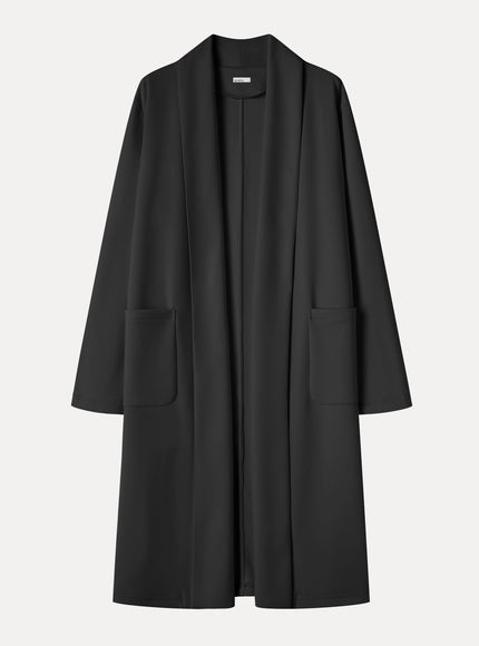 Modal Spacer Knit Shawl Collar Pocketed Long Cardigan