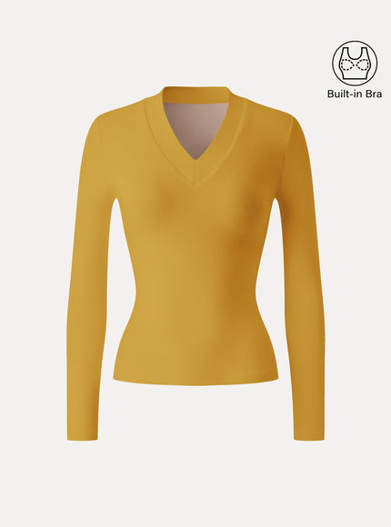 V-neck Wide Binding Slimming Built-In Bra Top