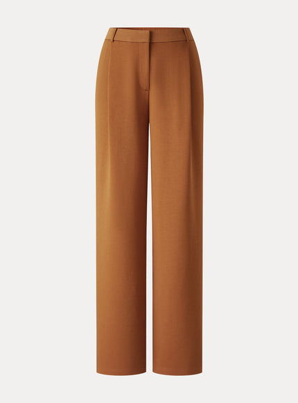 Crosshatch Ponte High-Rise Straight-Leg Tuck Pants with Pockets