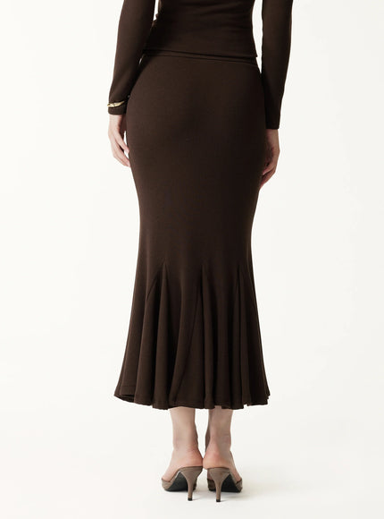 2Pcs Set Collared Surplice Top & High-Rise Mermaid Midi Skirt