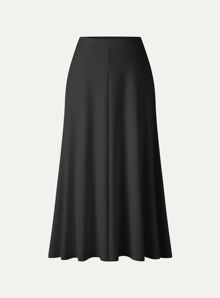 Modal Spacer Knit High-Rise Umbrella Midi Skirt with Pockets