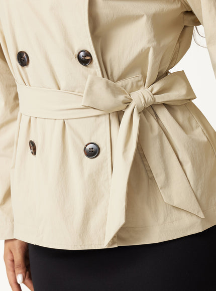 Packable Water-Repellent Peak Collar Trench Jacket with Pockets