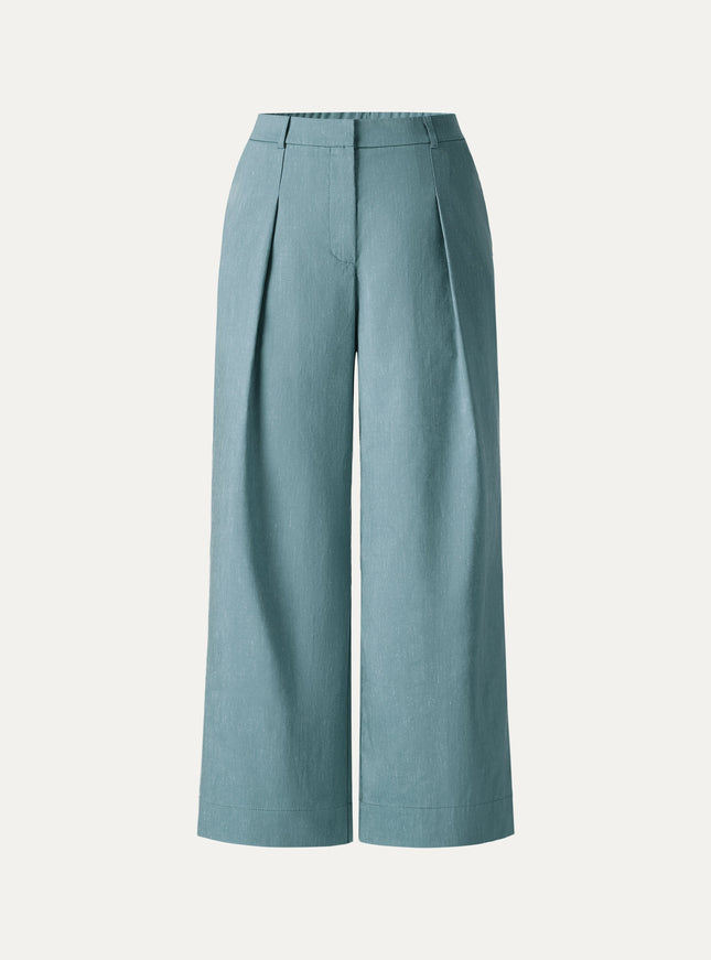Linen Cropped Wide Leg Pants