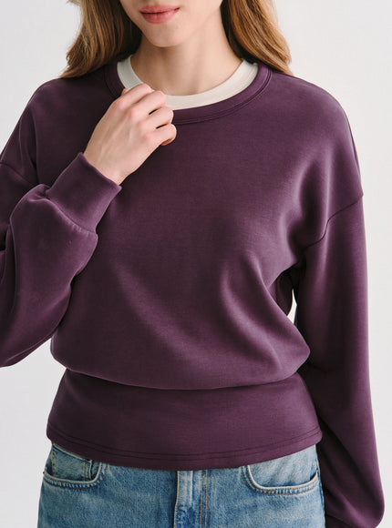 MaxWarm Modal Stretch Fleece Round Neck Long Sleeve Banded Hem Top