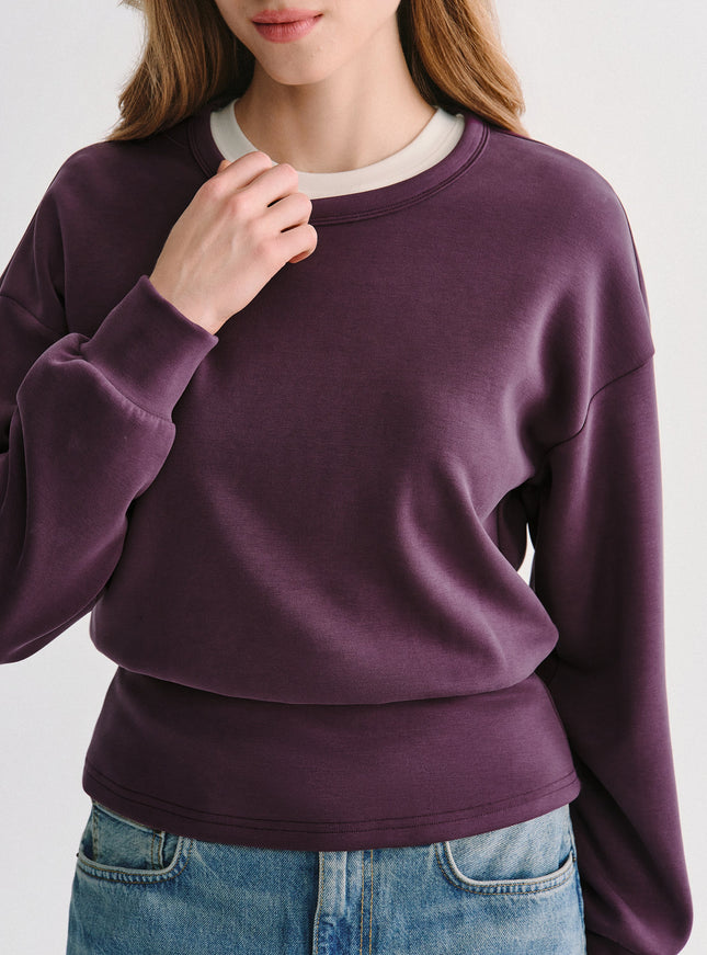 MaxWarm Modal Stretch Fleece Round Neck Long Sleeve Banded Hem Top