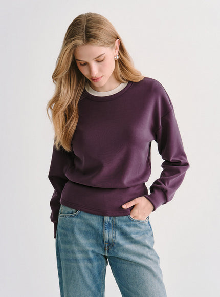 MaxWarm Modal Stretch Fleece Round Neck Long Sleeve Banded Hem Top