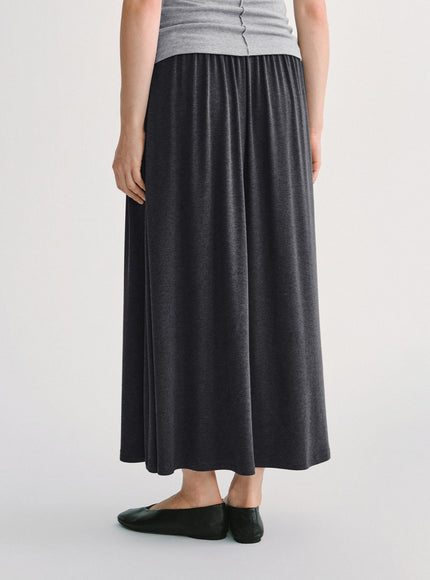 2Pcs Set Mockneck Long Sleeve Top & Mid-Rise A-Line Midi Skirt with Pockets