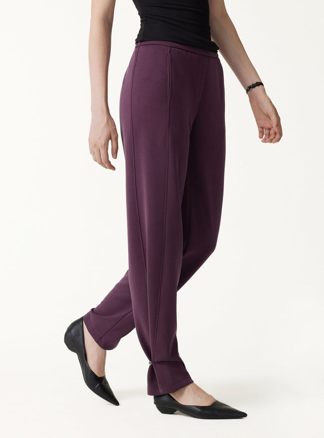 MaxWarm Stretch Ponte High-Rise Belted Wide-Leg Pants with Pockets