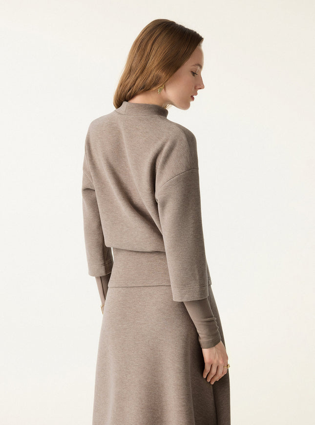 Mockneck Sleeve-Warmer Top
