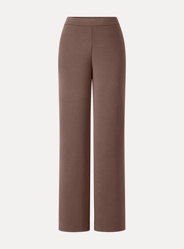 MaxWarm Modal Stretch Fleece High-Rise Straight-Leg Pants with Pockets