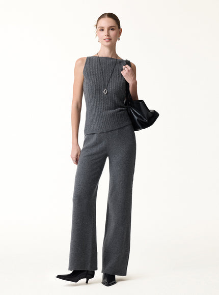 Merino-Blend Sleeveless Cable-Knit Sweater Tank