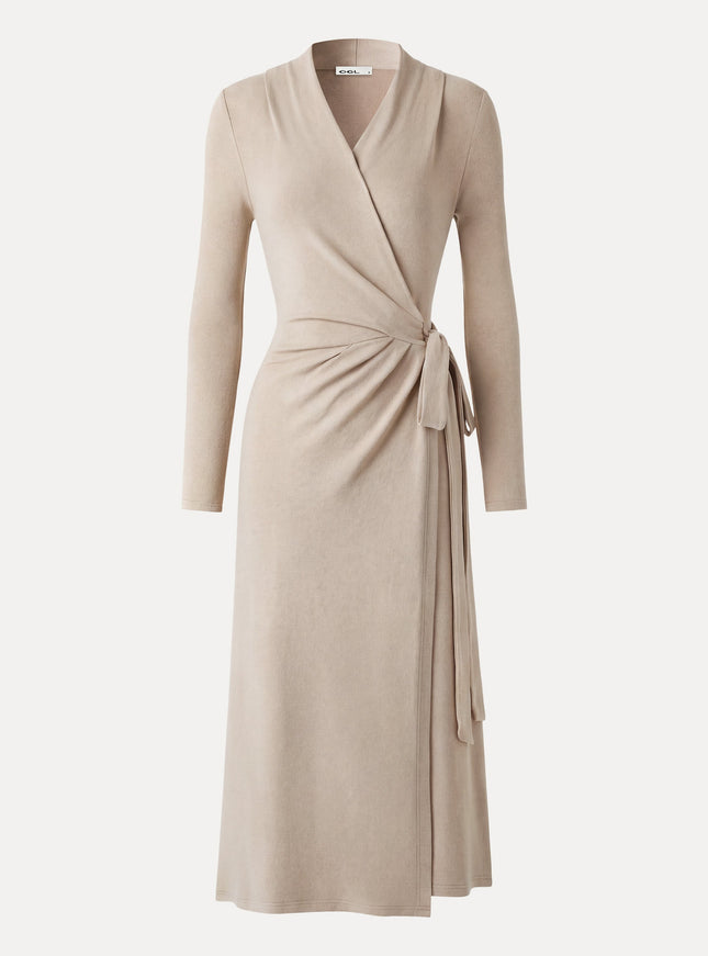 Classic Long Sleeve Midi Wrap Dress