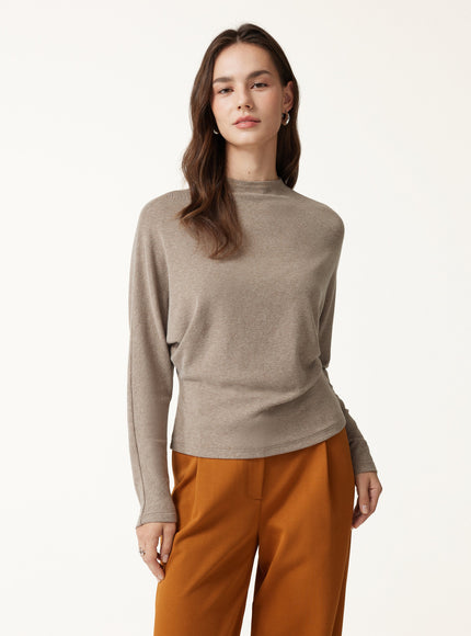 Mock Neck Batwing Sleeve Top