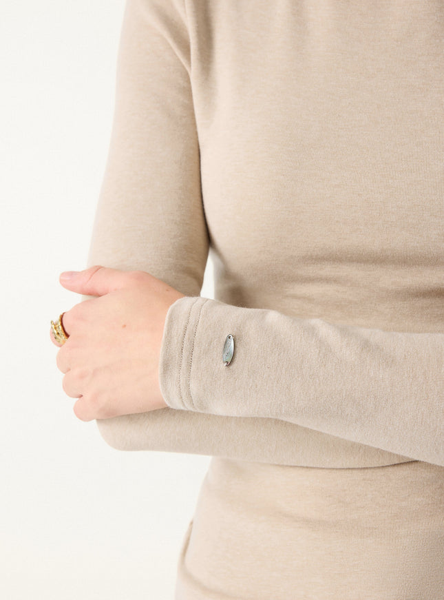 Mockneck Long Sleeve Built-In Bra Top