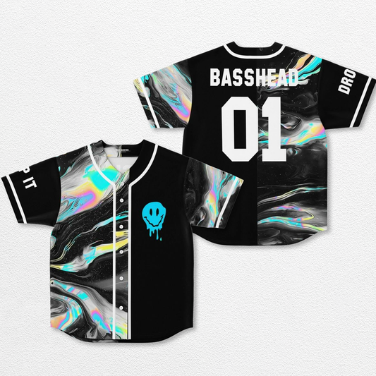 Basshead Drop It Baseball Jersey, EDM Festival Family Gift, Unisex Breathable Men's Jersey, 420 Lover Gra – image 1