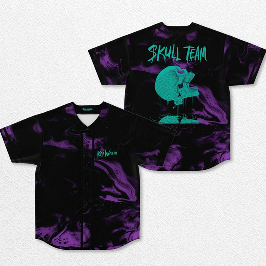 Kai Wachi Skull Team Baseball Jersey, EDM Festival Family Gift, Unisex Breathable Men's Jersey, 420 Lover – image 1