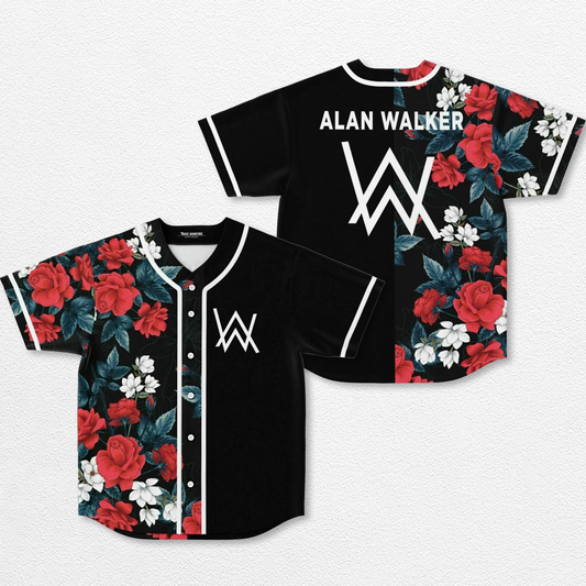 Alan Walker Rose Baseball Jersey, EDM Festival Family Gift, Unisex Breathable Men's Jersey, 420 Lover Gra – image 1
