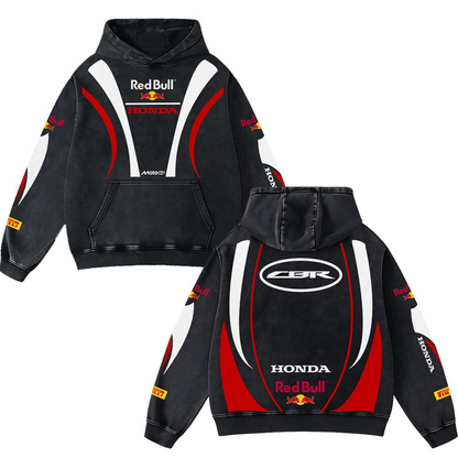 Redbull CBR Biker Hoodie Washed Vintage MotoGP Racing Streetwear, Motorcycle Graphic Hoodie Unisex, Desig – image 1