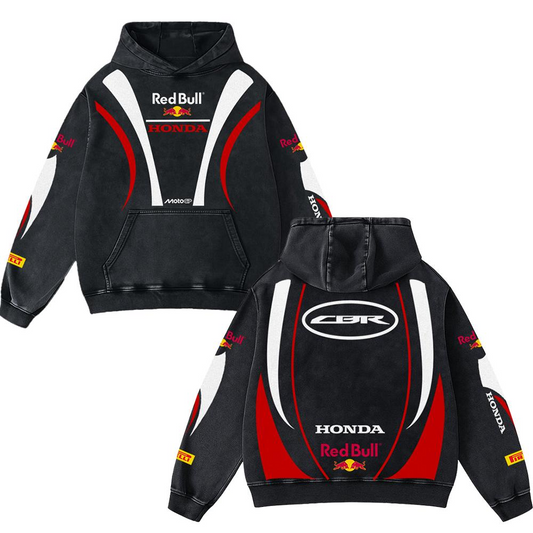 Redbull CBR Biker Hoodie Washed Vintage MotoGP Racing Streetwear, Motorcycle Graphic Hoodie Unisex, Desig – image 1