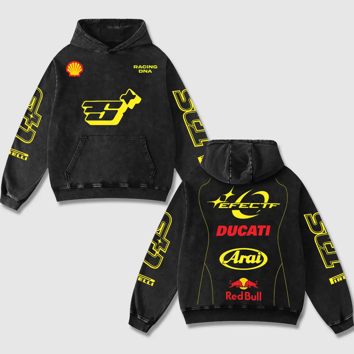 Redbull x Ducati ST1 Biker Hoodie Washed Vintage MotoGP Racing Streetwear, Motorcycle Graphic Hoodie Unis – image 1