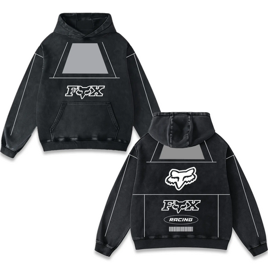 Fox Racing Biker Hoodie Washed Vintage MotoGP Racing Streetwear, Motorcycle Graphic Hoodie Unisex, Design – image 1