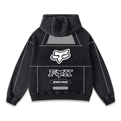 Fox Racing Biker Hoodie Washed Vintage MotoGP Racing Streetwear, Motorcycle Graphic Hoodie Unisex, Design – image 3