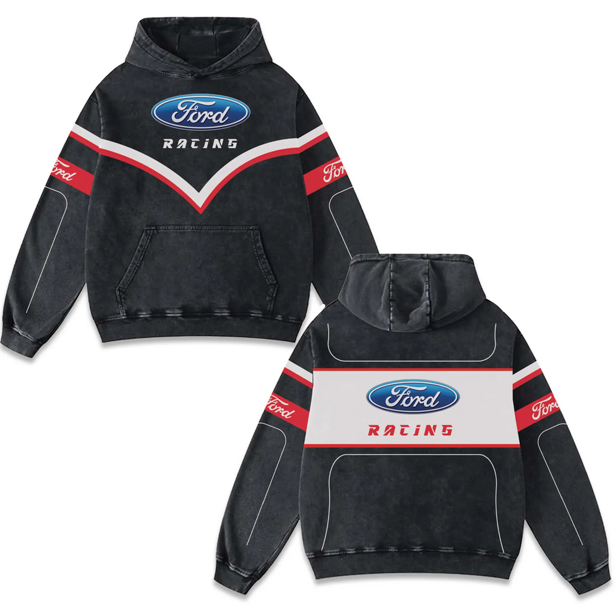 Ford Racing Biker Hoodie Washed Vintage MotoGP Racing Streetwear, Motorcycle Graphic Hoodie Unisex, Desig – image 1