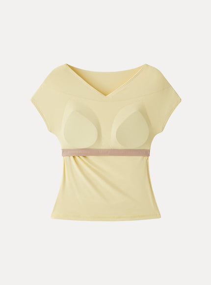 Surplice V-Neck Ruching Built-In Bra Top