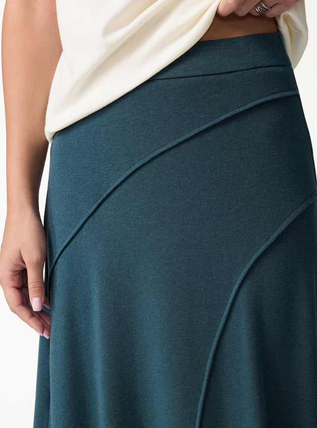 2Pcs Set Surplice Long Sleeve Ruched Top & A-Line Midi Skirt