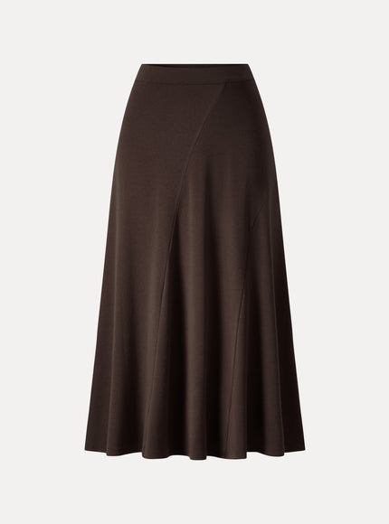 High-Rise Curved-Seam A-Line Midi Skirt