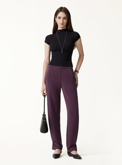MaxWarm Stretch Ponte High-Rise Belted Wide-Leg Pants with Pockets