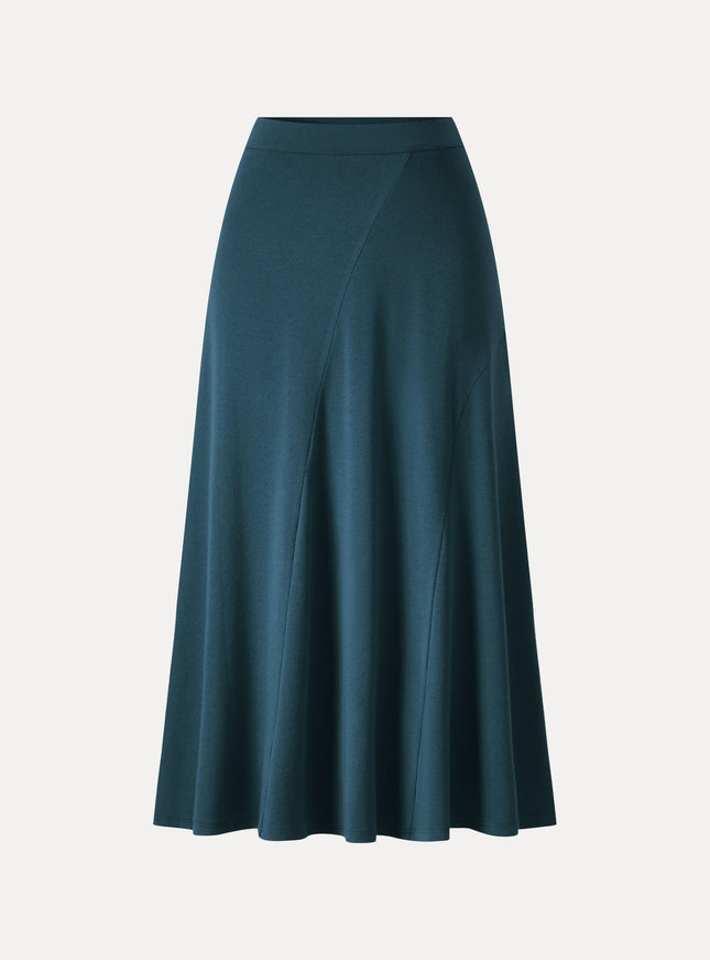 High-Rise Curved-Seam A-Line Midi Skirt