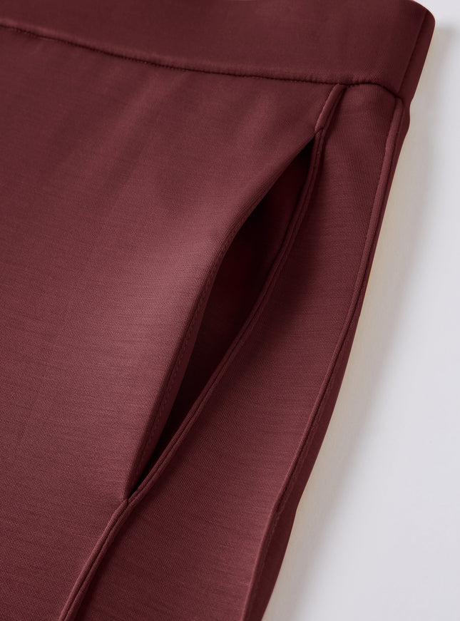 Modal Spacer Knit High-Rise Wide-Leg Pants with Pockets