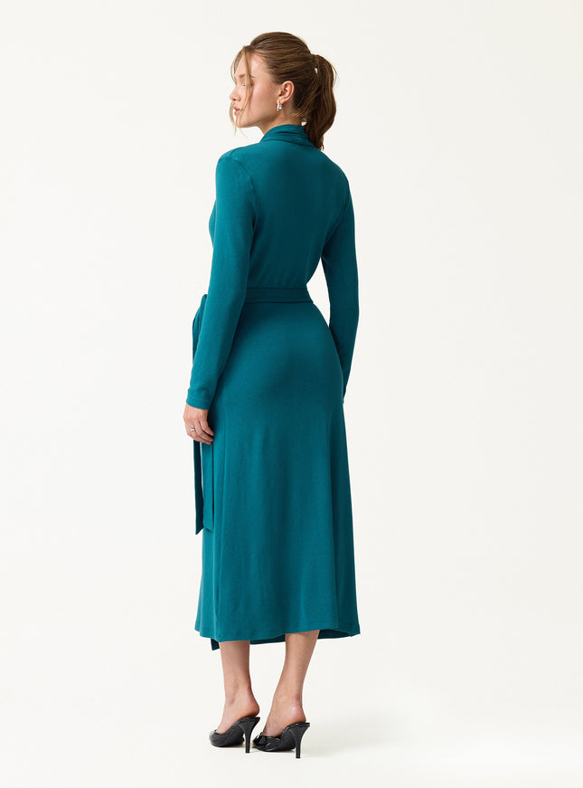 Classic Long Sleeve Midi Wrap Dress