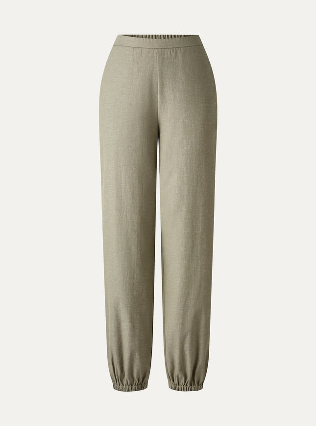 Linen-like High-Rise Balloon Jogger Pants with Pockets