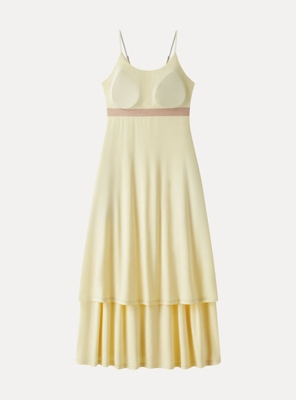 Vacay Gathered U-Neck Spaghetti Midi Built-In Bra Dress with Pockets