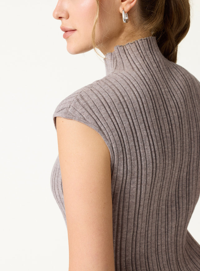 2Pcs Set 100% Merino Wool Long Sleeve Cardigan & Mock Neck Sweater