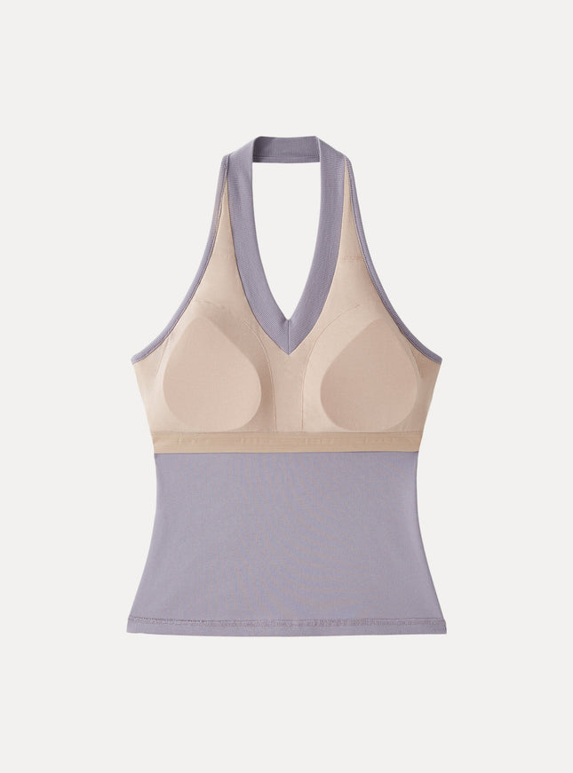 Halter Neck Open Back Built-In Bra Tank