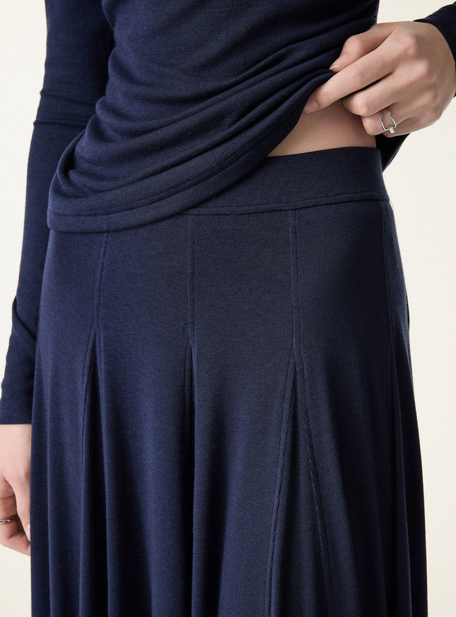 Godet Hem Pull-on Maxi Skirt