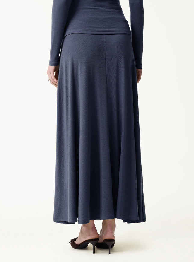 2Pcs Set Surplice Ruched Top & Blend Mid-Rise Umbrella Maxi Skirt