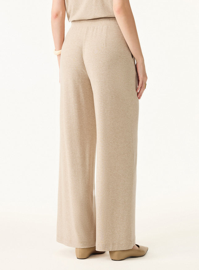 2Pcs Set Regular Mid Rise Wide Leg Pants & Crewneck Built-In Bra Top