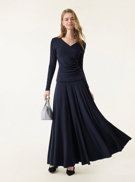Godet Hem Pull-on Maxi Skirt