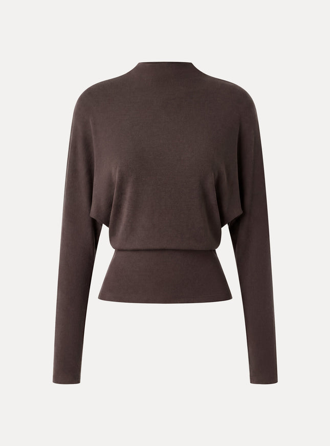 Mock Neck Batwing Sleeve Top
