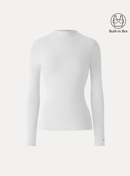 Mockneck Long Sleeve Built-In Bra Top